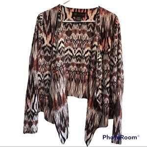 Kardashian Collection Open Boho Jacket Womens Medium Orange, Black & White